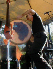 Tony Levin drumming in Seattle, photo by Danette Davis